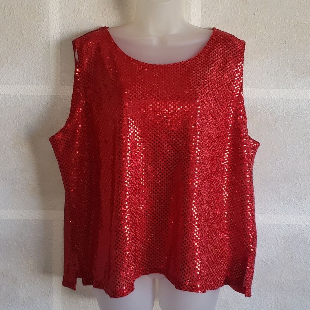 Notations Glitzy Candy Apple Red Dress Up Tank Top